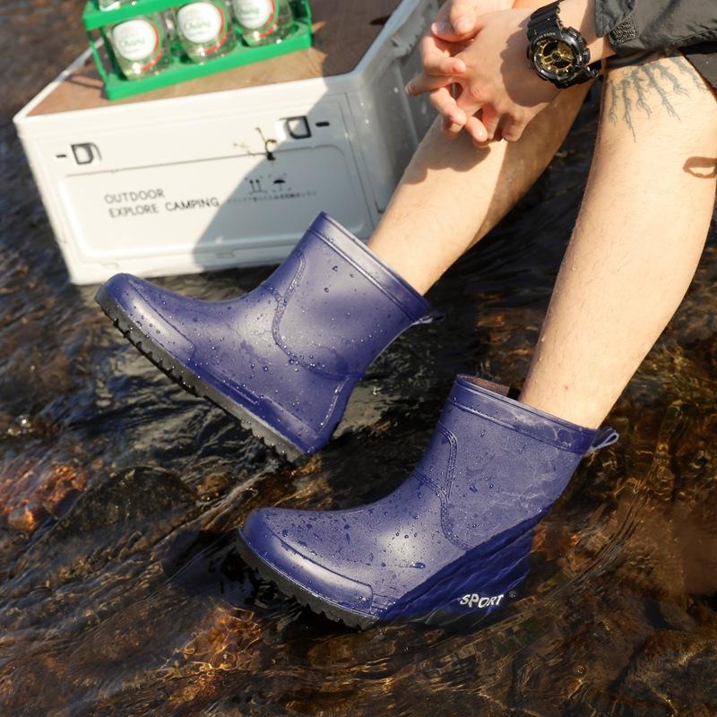 

Мужские дождевые туфли мягкая подошва нескользящие водонепроницаемые туфли модные резиновые сапоги бархатные термо резиновые туфли кухонные легкие короткие водные ботинки мужские 44