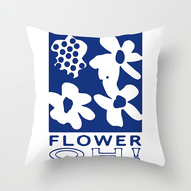 New Ins Nordic-style Pillowcase Geometric Abstract Art Figure Blue Pillow Cushion Cover