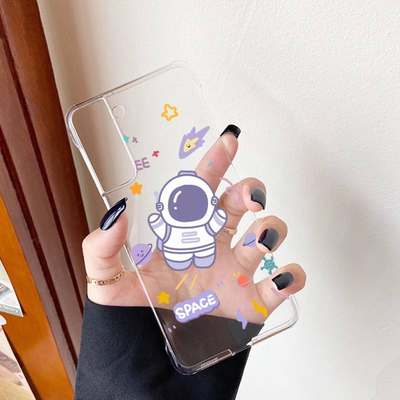 YNDFCNB Cartoon Astronaut Phone Case for Samsung S20 S10 Lite S21 Plus for Redmi Note8 9pro for Huawei P20 Clear Case