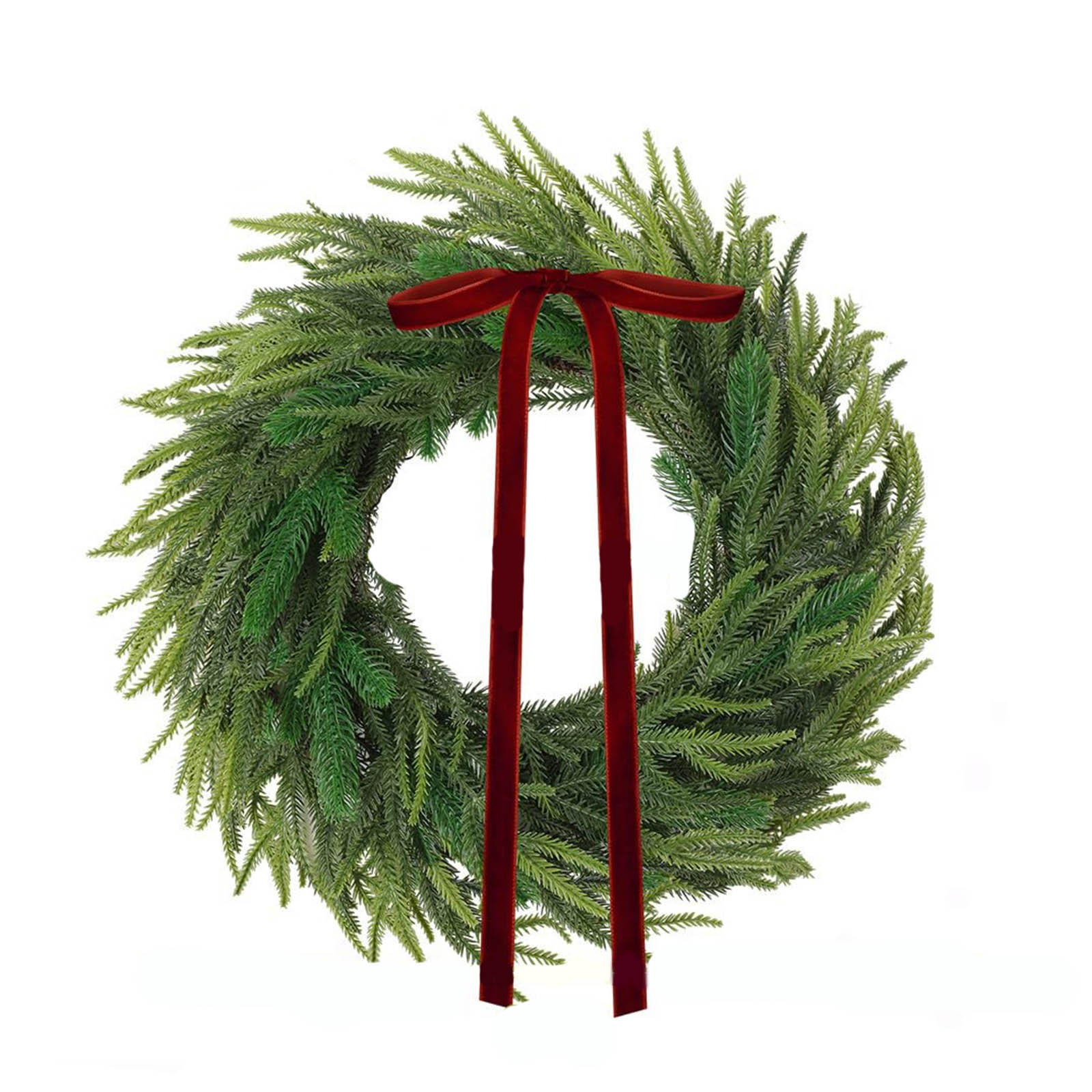 

50cm Christmas Wreath Artificial With Tie Bow Decoration Wreath Door Hanging Wall Hanging One Size