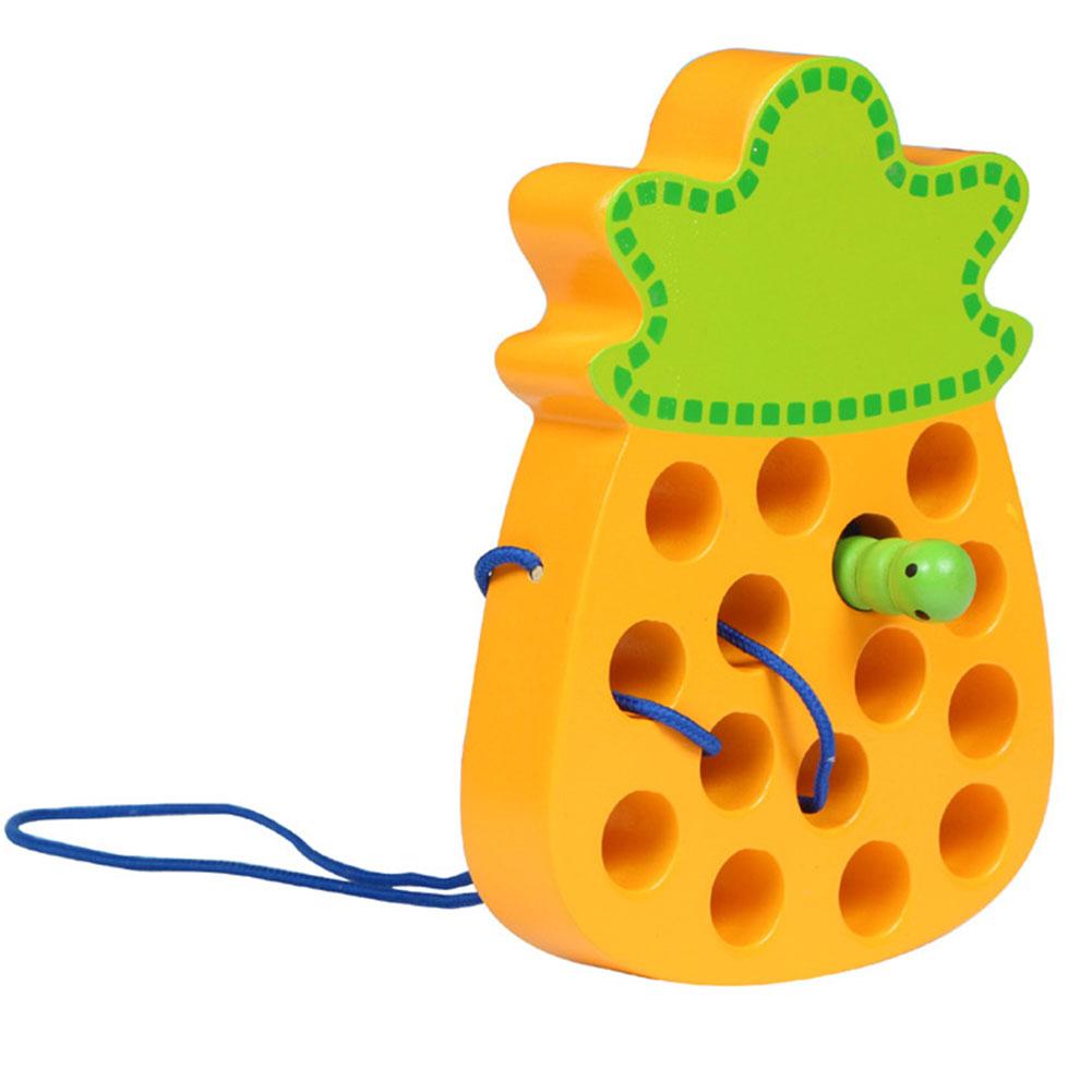 Wooden Learning Early Development Toy Lacing Threading Fruit Educational Toys