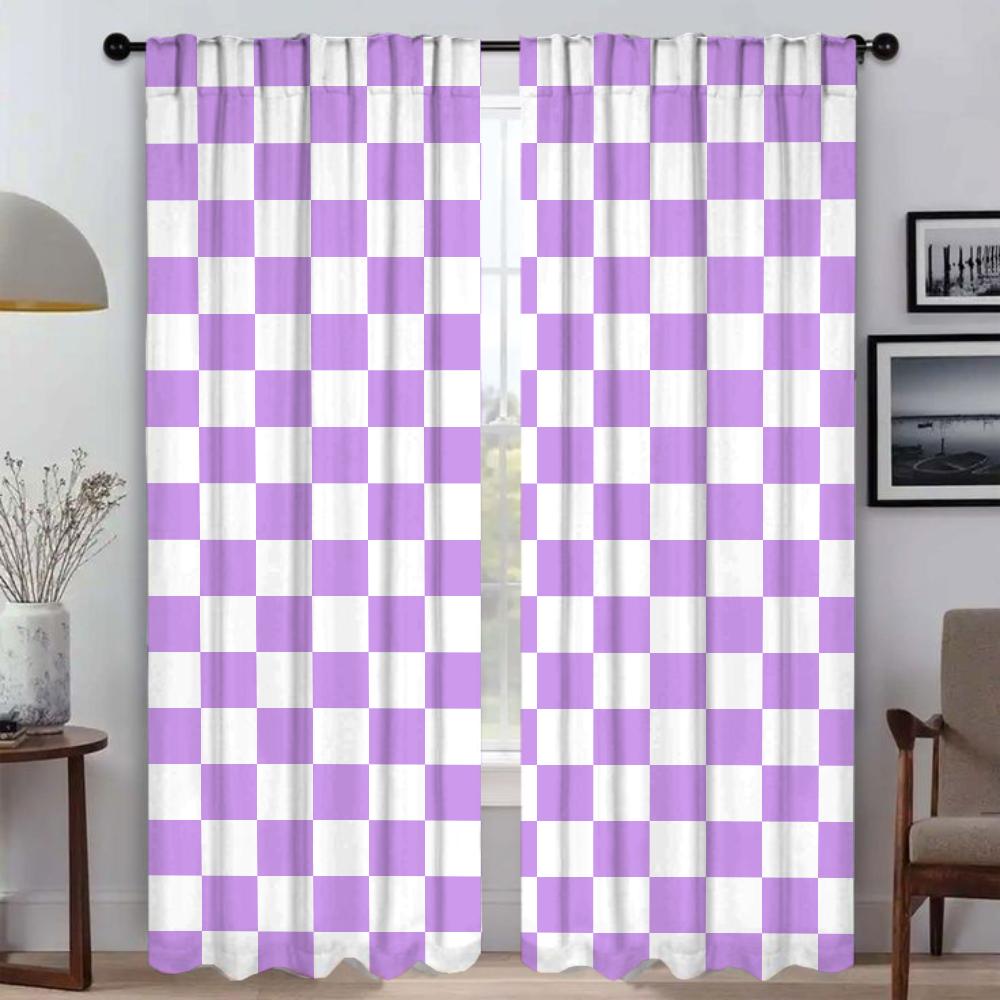 Blackout Curtains 2 Pieces Grid Partition Halloween Decoration Curtains Child Room Window Curtain for Room 2 Panel Living Camera