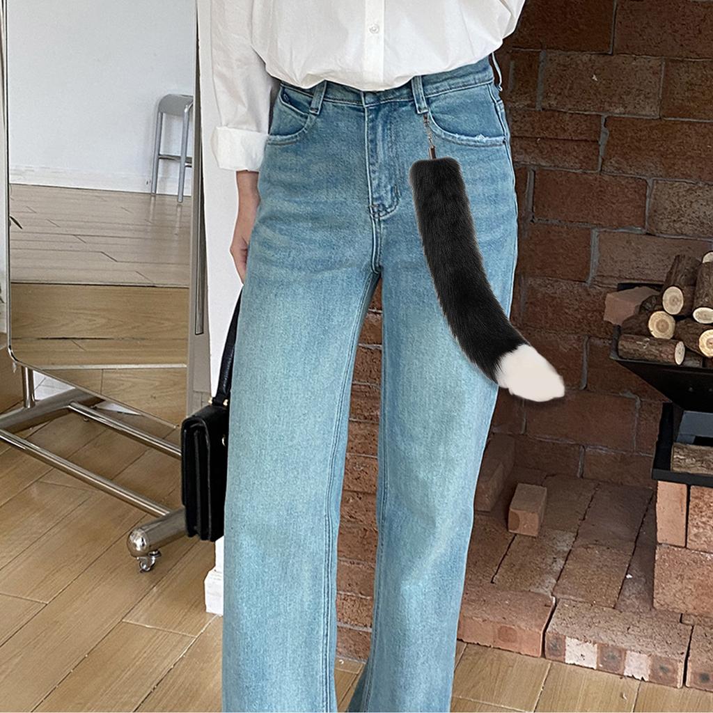 Stylish Fox Tail Pendant Keychain Adornment Dainty Cat Ear Hairband Portable Car Charm for Bag Backpack Decoration