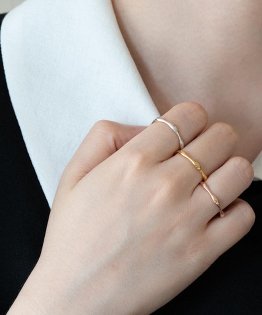 Alleun Silver 925 Thumb Wave Silver Couple Bold Ring (Type B)