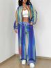 Gradual Change Autumn And Winter New European And American Women'S Clothing Retro Pattern Printing Suit Women