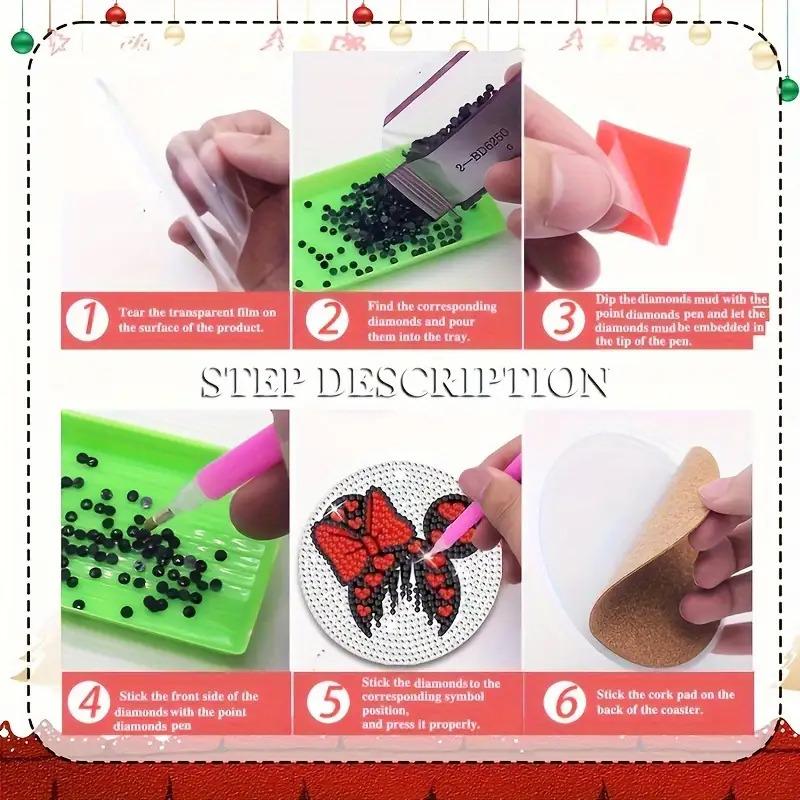 Set da 8 pezzi Serie Amore Pittura Diamante Sottobicchieri Fai da Te Sottobicchieri Arte Diamante 5D Trapano Completo Sottobicchieri Diamante Rotondi Acrilici per Tazza
