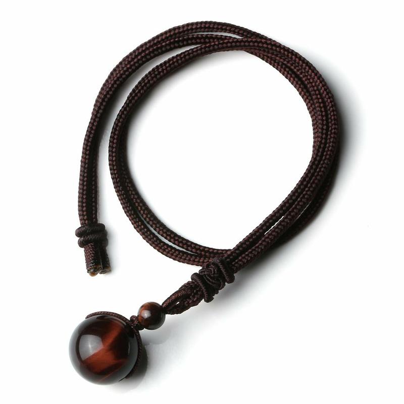 Collar con colgante de cuentas de buena suerte con transferencia de ojos de arcoíris de obsidiana Natural, cadena de cuerda de poliéster, joyería para mujer