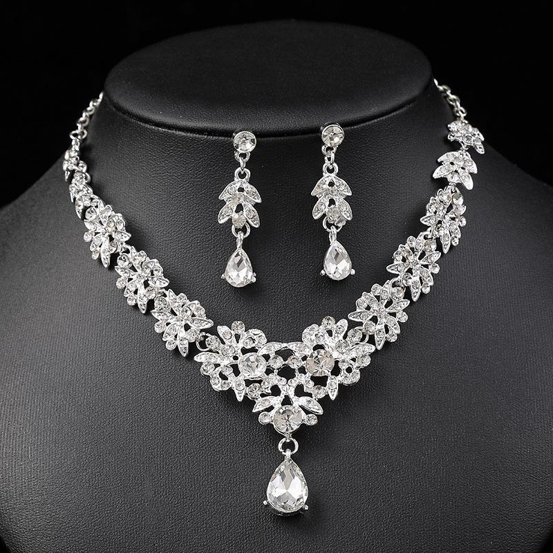 

GemChic женские новые изысканные сплав полые цветы кристалл циркон капли ожерелье серьги комплект из двух частей день рождения рождественский подарок ювелирные изделия серебряный