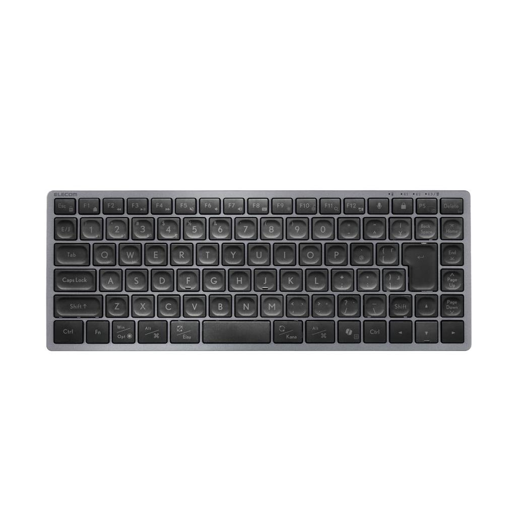 ELECOM Precisionist Wireless Pantograph Mini Keyboard, Bluetooth, 2.4GHz, Multi-Pairing (4 Devices), Rechargeable, Slim, Type, Size, Black,