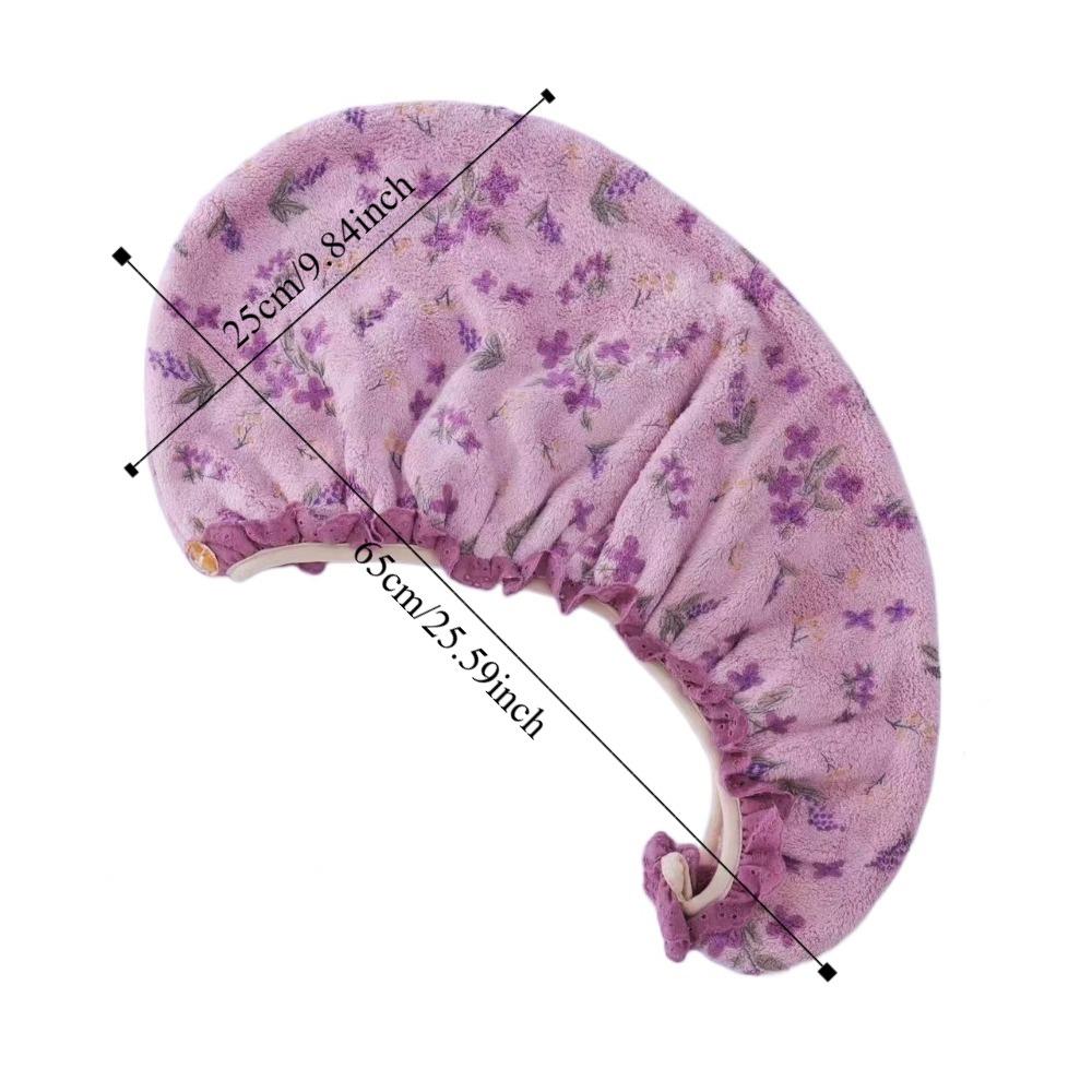 Durable Thickened Lace Dry Hair Cap Absorbent Soft Shower Cap Portable Coral Velvet Dry Hair Towel Home