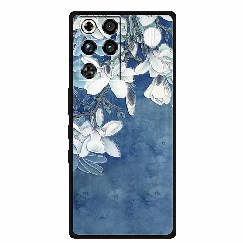 For ZTE Nubia RedMagic 11 Pro 5G Case 3D Emboss Flowers Relief Soft Black Silicone Back Cover For ZTE Nubia RedMagic 11Pro Funda