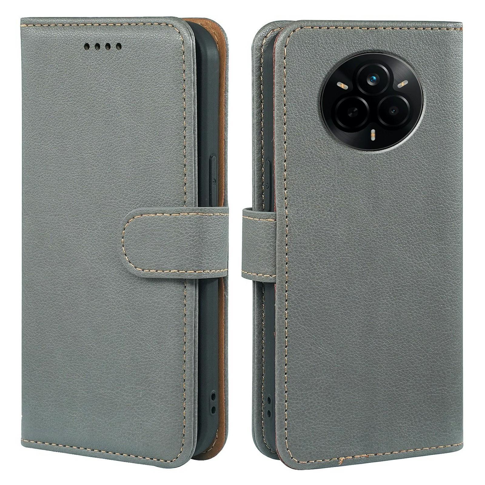 

For Realme 14 Pro+ 5G Case RFID Blocking Wallet Litchi Texture Leather Phone Cover Magnetic Clasp Grey