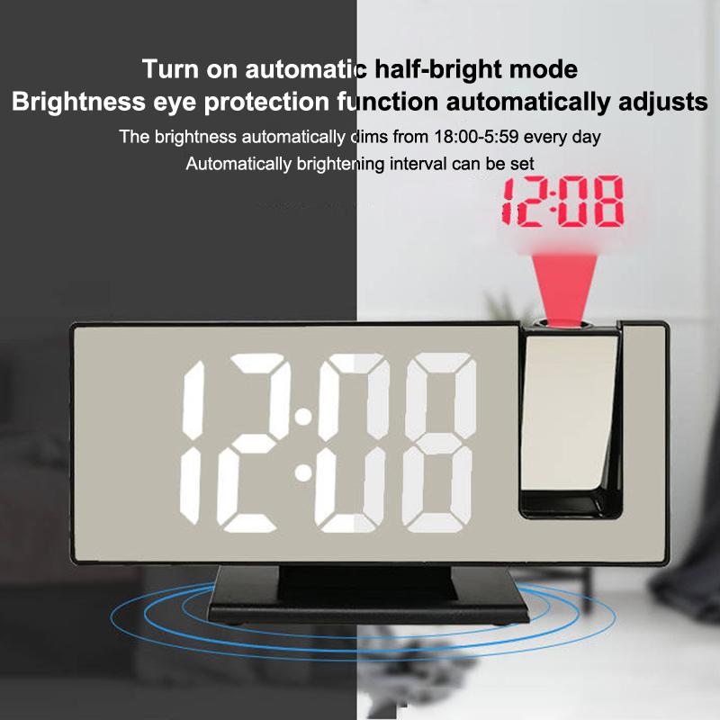 1 Pcs Mirror Multifunctional Projection Alarm Clock Intelligent Luminous Clock Bedroom Large Screen Projection Clock