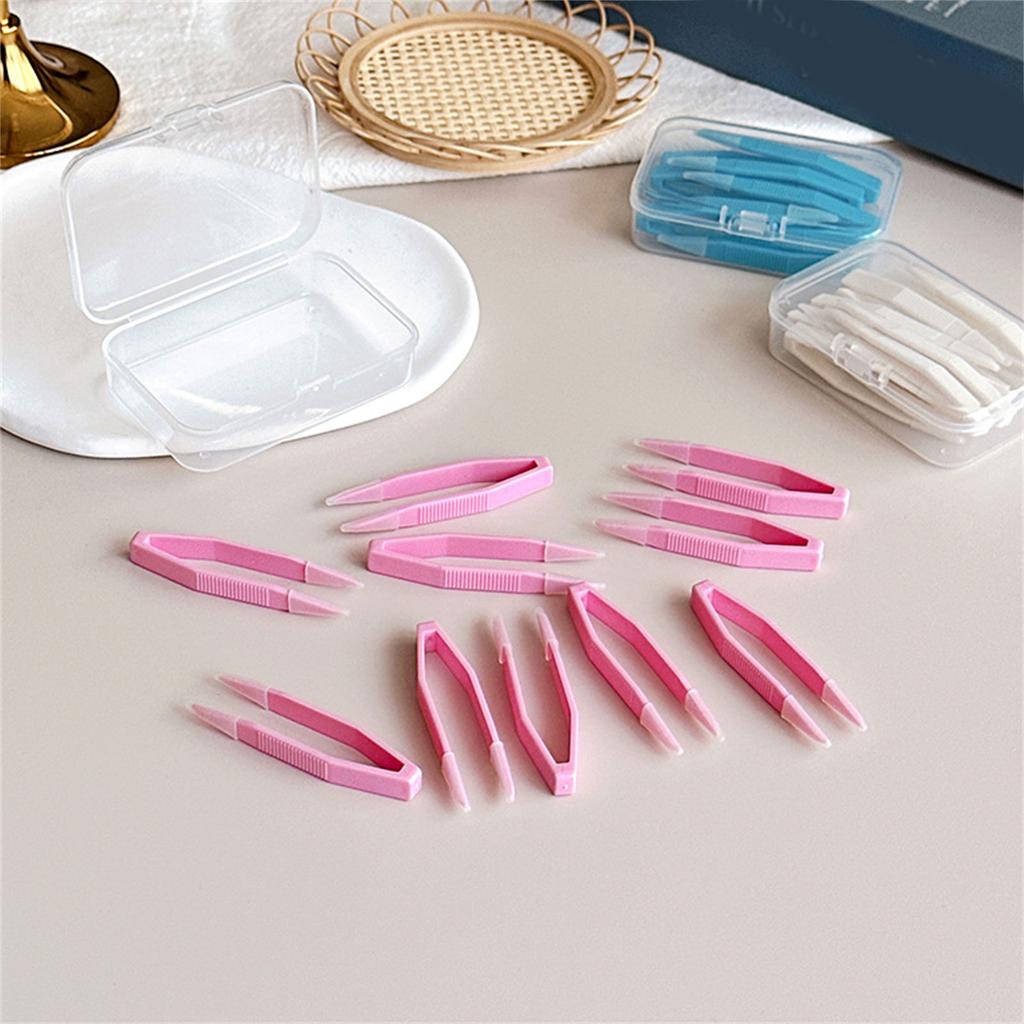 Pack Of 10 Contact Lenses Wearing Tool Lens Remover Tweezers with Storage Compartment for Everyday Travel Use