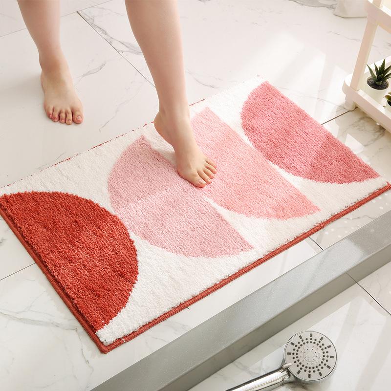 Fresh Color Living Room Entrance Bathroom Absorbent Non-Slip Foot Mat Imitation Cashmere Dirt Resistant Carpet Home Decor