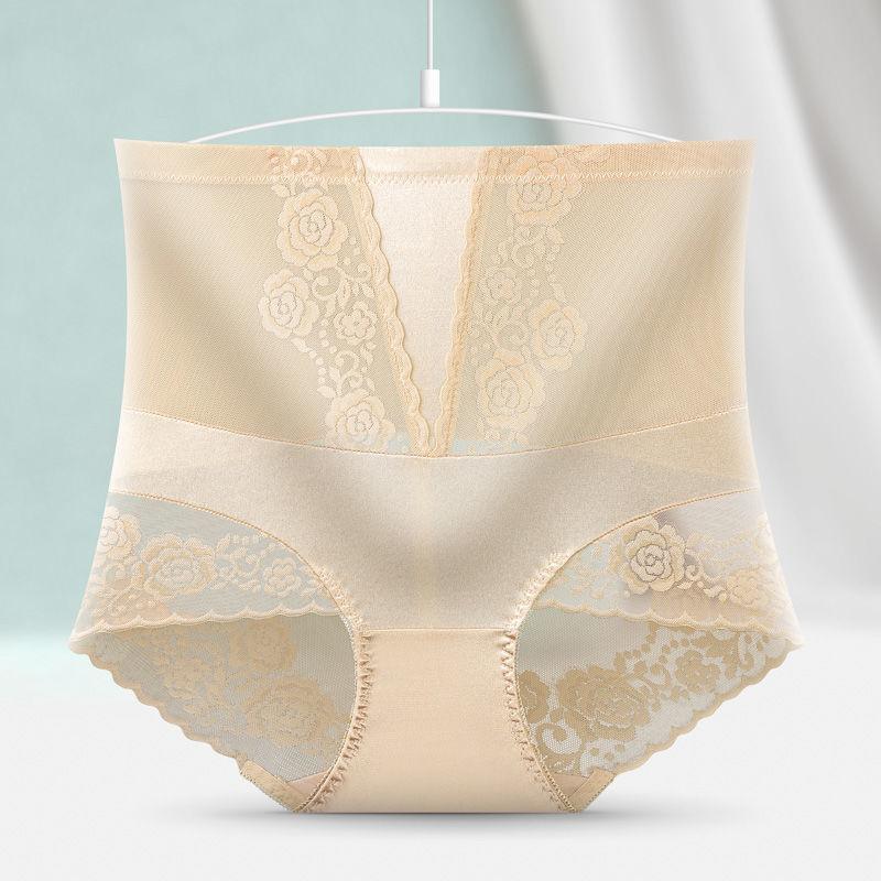 Chiloți cu flori cu broderie din dantelă pentru femei, chiloți sexy cu talie înaltă pentru ridicarea fundului, slip pentru sănătate, subțire, fără sudură, chiloți de mărime mare