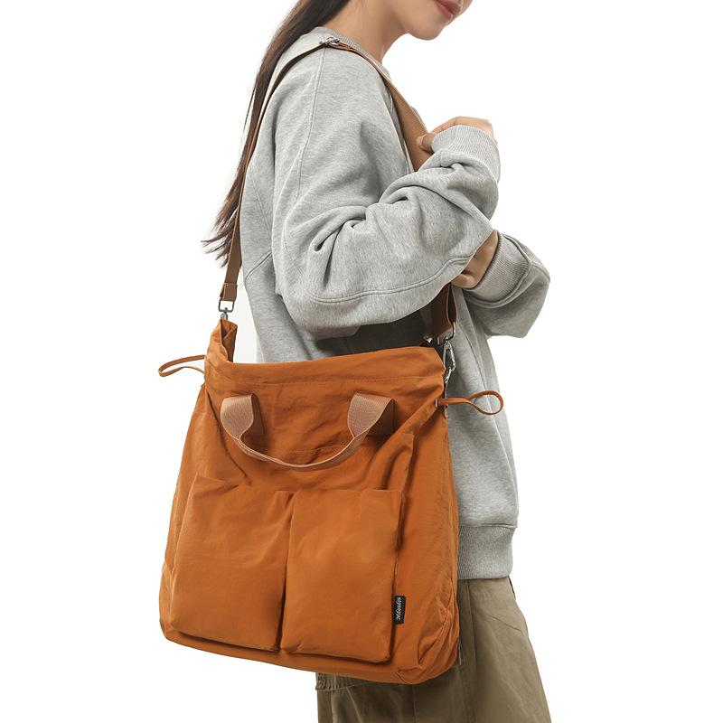 Japanese Solid Color Crossbody Bag, Men's and Women's Shoulder Bag, Large Capacity, Simple Workwear, Unisex Style Handbag, Student Class Bag