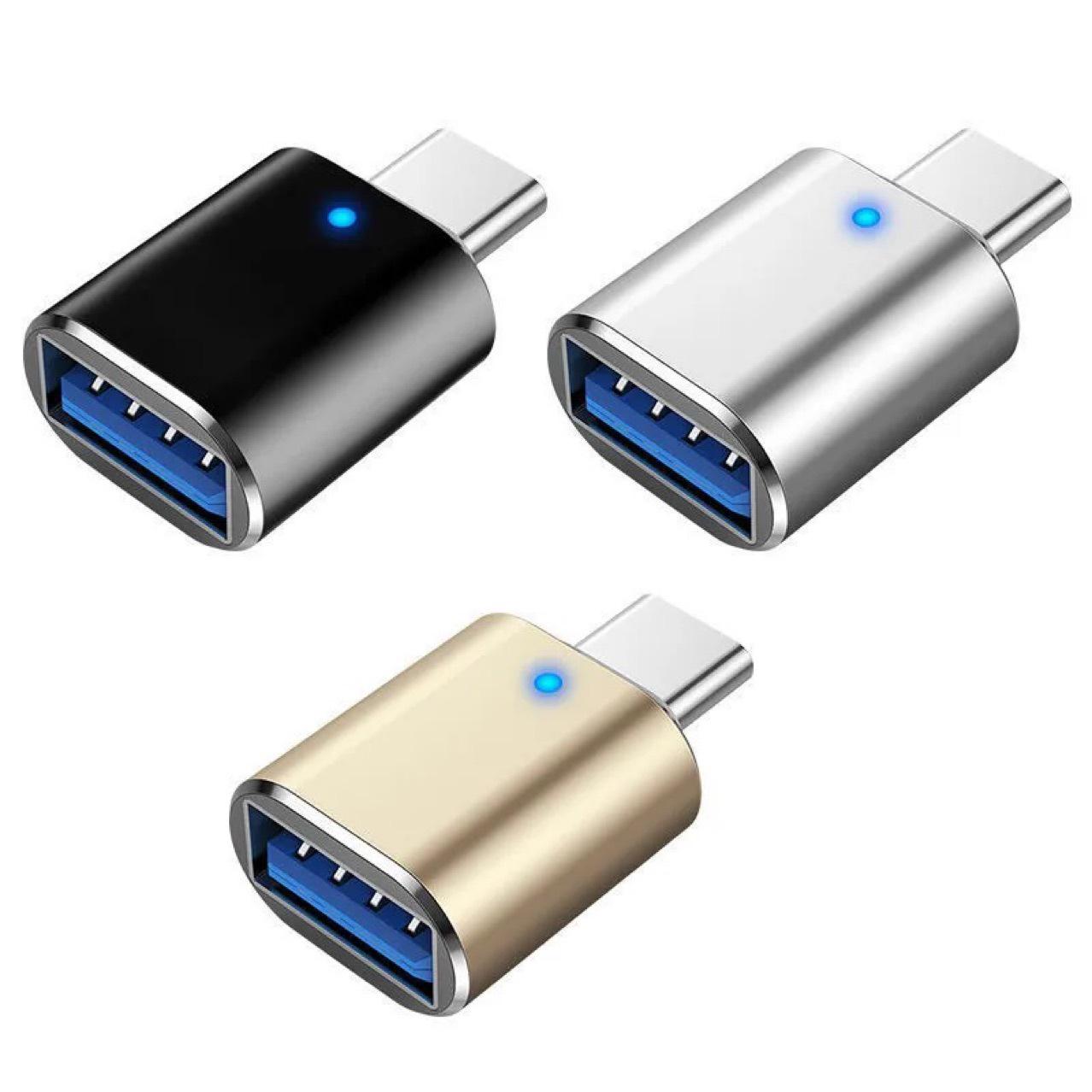 

Адаптер OTG для мобильного телефона Huawei: Type-C на USB 3.0 для флешки, кардридера, мыши, клавиатуры с подсветкой чёрный