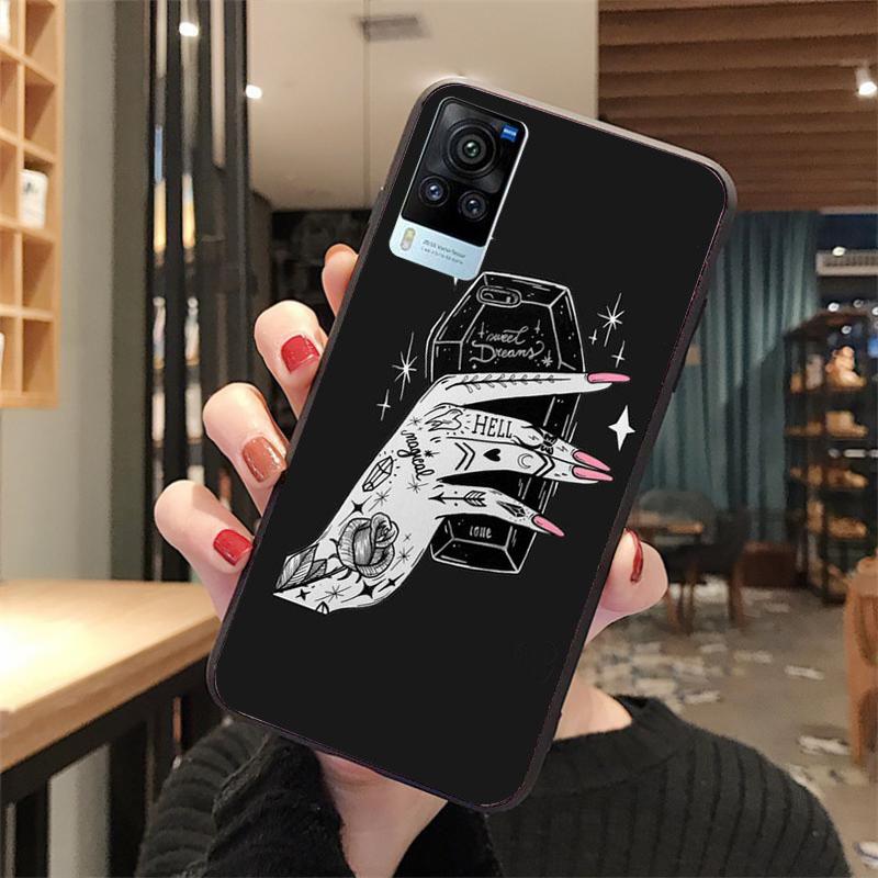 Dievčenský pastelový čarodejnícky goth mačací obal na telefón pre VIVO V21E V21 V23 V23E V2109 Y53S Y33S Y55 Y76 Y31 Y21 Y72 Y01 Y21S Y11S