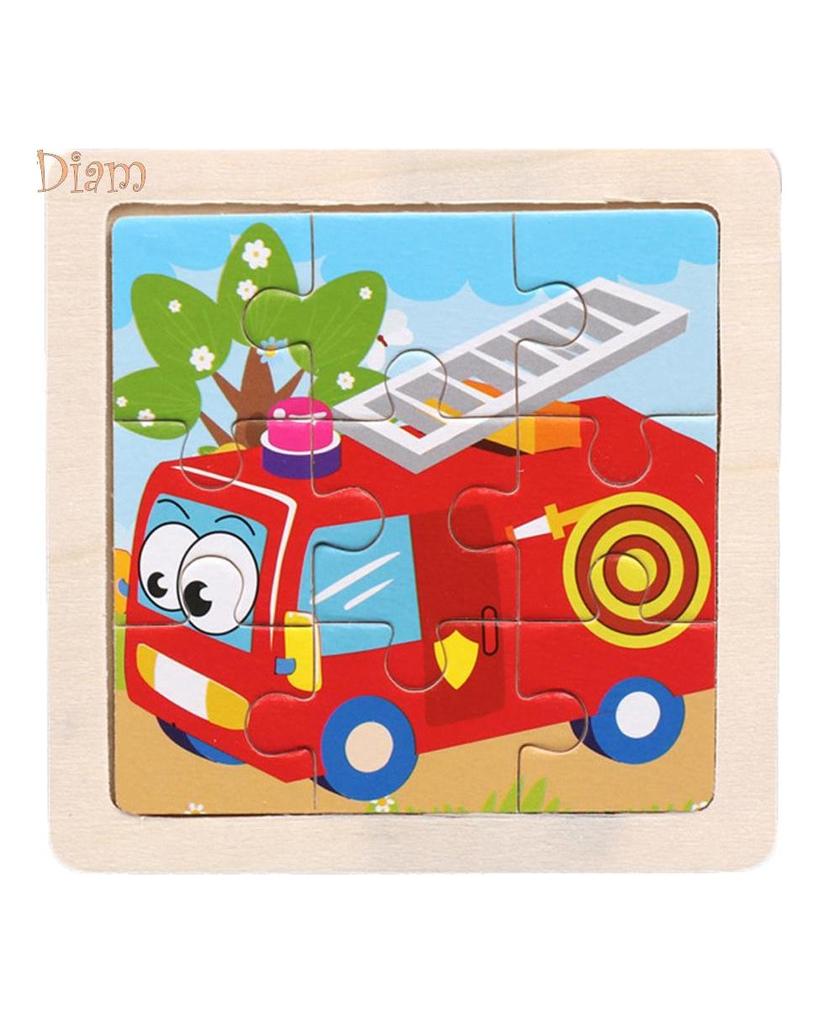 TOYS & TOTS 9Pcs Wooden Cartoon Animals Jigsaw Puzzle Learning Education Panel Kids Toys