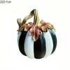 Painted Pumpkin Statue Halloween Decorations Minimalist Black and White Pumpkin Sculpture Ornaments Room Aesthetic Decor
