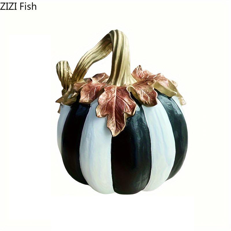 Painted Pumpkin Statue Halloween Decorations Minimalist Black and White Pumpkin Sculpture Ornaments Room Aesthetic Decor