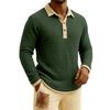 Men's Quilted Knit Color,blocked Pullover Button,down Top