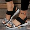 Women's 2024 Summer Casual Sandals: Thick Sole Wedge with Elastic Band & Open Toe, Plus Size Available