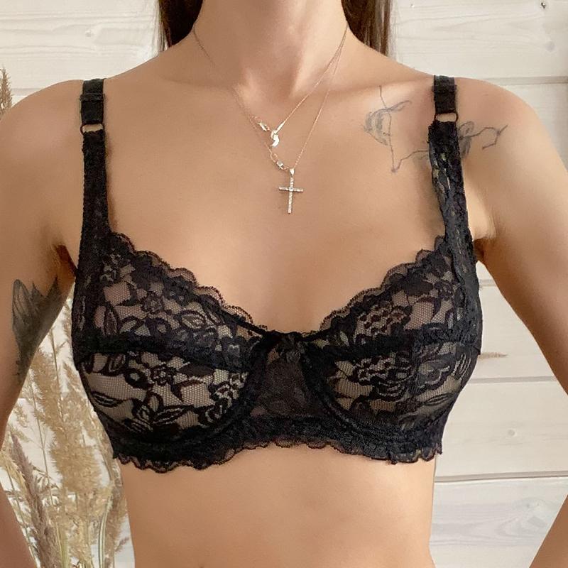 34-40 B/C Cup Plus Size Women Push Up Bra Lace Hollow Out Bralette Underwired Embroidery Lingerie Non-padded Sexy Underwear