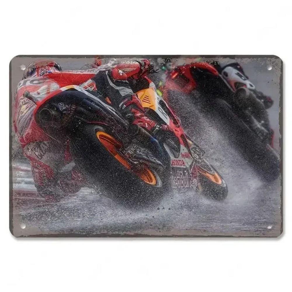 Placca in Latta Vintage Moto, Decorazione Garage Officina Dacha 20x30cm