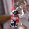 Christmas Cat Sculpture Pendant Christmas Resin Craft Figurines Hanging Decorations for Desktop Xmas Tree Holiday Party Home