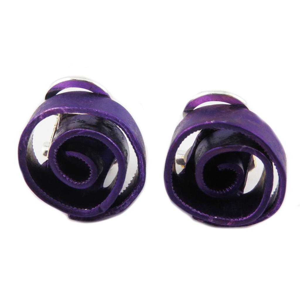 Les Trésors De Lily [R1237] - Purple 'Aluminirock' Artisanal Clips / Earrings - 1.5 Cm