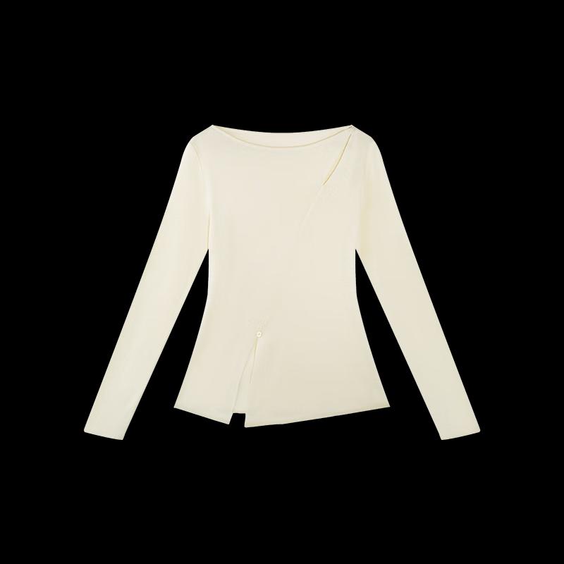 HECO Half-Leaf Women's Irregular Hollow-out Diagonal Cut Knit Top (2025 Autumn)