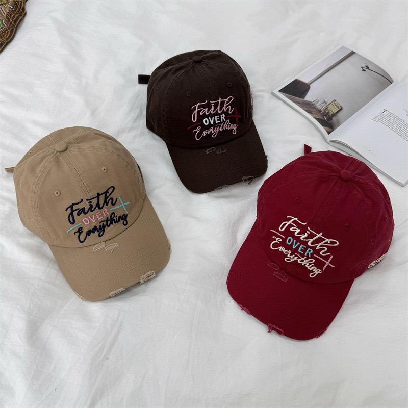 Hot Sale Unisex Washed Cotton OVER Letter Embroidery Baseball Cap Outdoor Casual Sun Dad Hat Adjustable For Women And Men