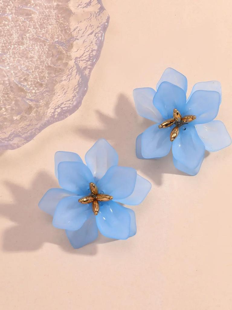 Delysia King Women Romantic Temperament Acrylic Petal Earrings Girl 2025 Cute Lifelike Flower High Grade Ear Stud