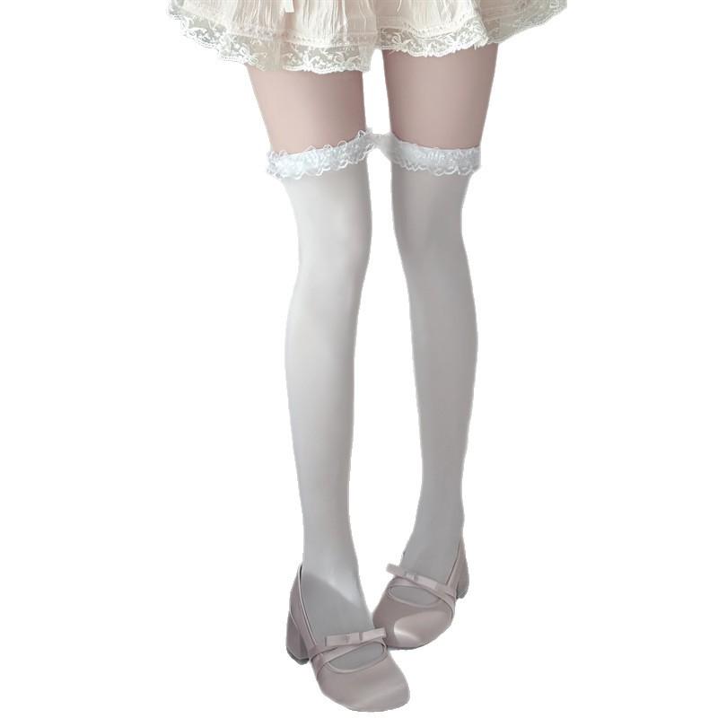Lace Long Knee Socks, Stockings, White Lolita Thigh Socks Women, Stockings Jk Stockings