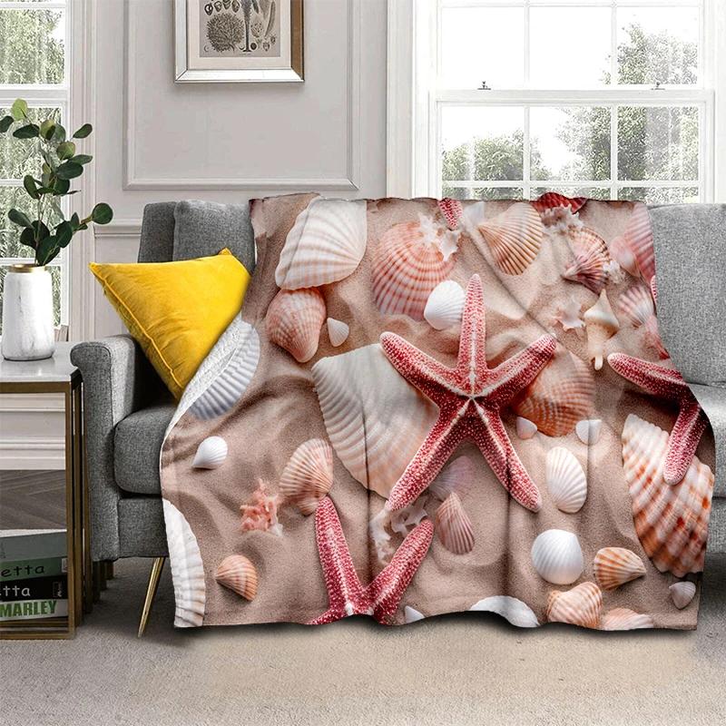 3D Starfish Beach 29 Style Shell Sea Star Sand Cartoon Blanket,Soft Throw Blanket for Home Bedroom Bed Sofa Picnic Office Cover