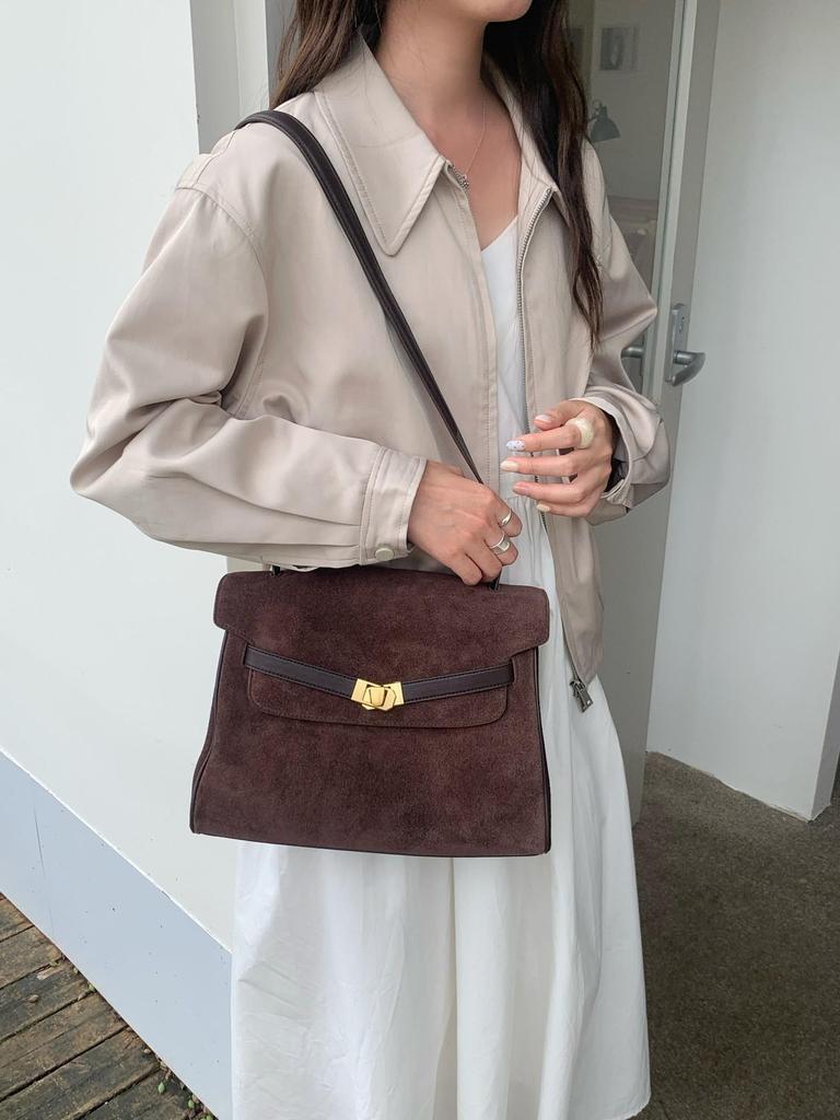 Niche Frosted Cowhide Retro Messenger Bag - Casual Crossbody/Shoulder Hobo Bag