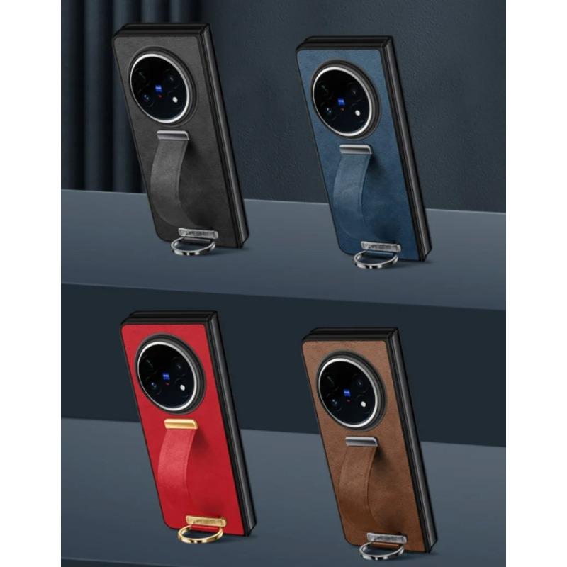Business Sle Wristband Anti-lost Case for Vivo X Fold 6 5 3 3Pro 2 Retro Plain Leather Ring Kickstand Shockproof Protect Cover