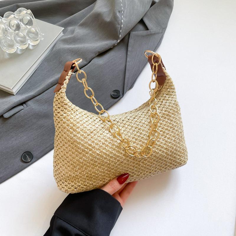 

Simple hand-woven women s shoulder bag solid color fashion high-end seaside beach leisure bag summer women коричневый