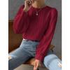 New Spring Round Neck Long Sleeve Loose Blouse Women Solid Color Office Shirt Ladies Casual Simple Tops Female Solid Color  Fashion Elegant Clothing