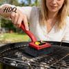Easy Grip Grill Brush Cleaning with Replaceable Pads Burr-Free Scraper Removable Pad Built-In Grease Remover BBQ Cleaner Outdoor Tool Non-scratch
