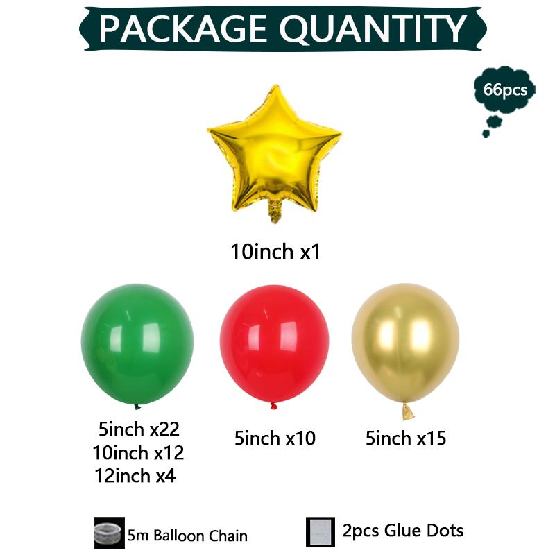 66pc/set Creative Christmas Tree Decoration Set Green Balloon Tree Kit with Gold Star Topper - Perfect Festive Party Essentials