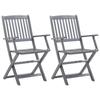 Day and Night - Day and Night Folding Garden Chairs 2 Units Solid Acacia Wood