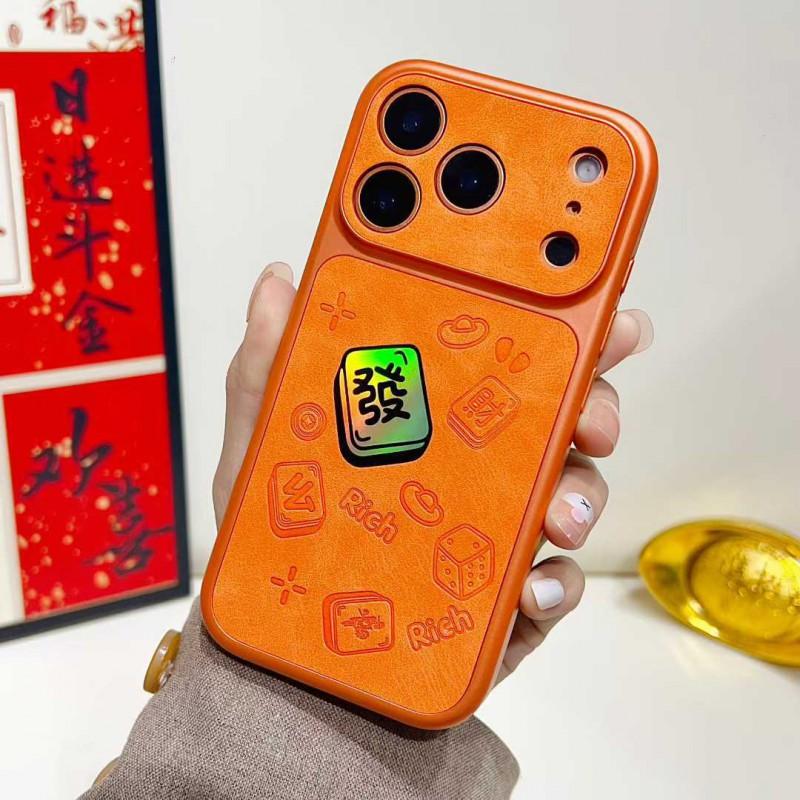 Chinese Chic Mahjong Hard Phone Case IPhone 17 Pro Max 16 15 With Shimmering Fortune Text IMD Print iPhone 17
