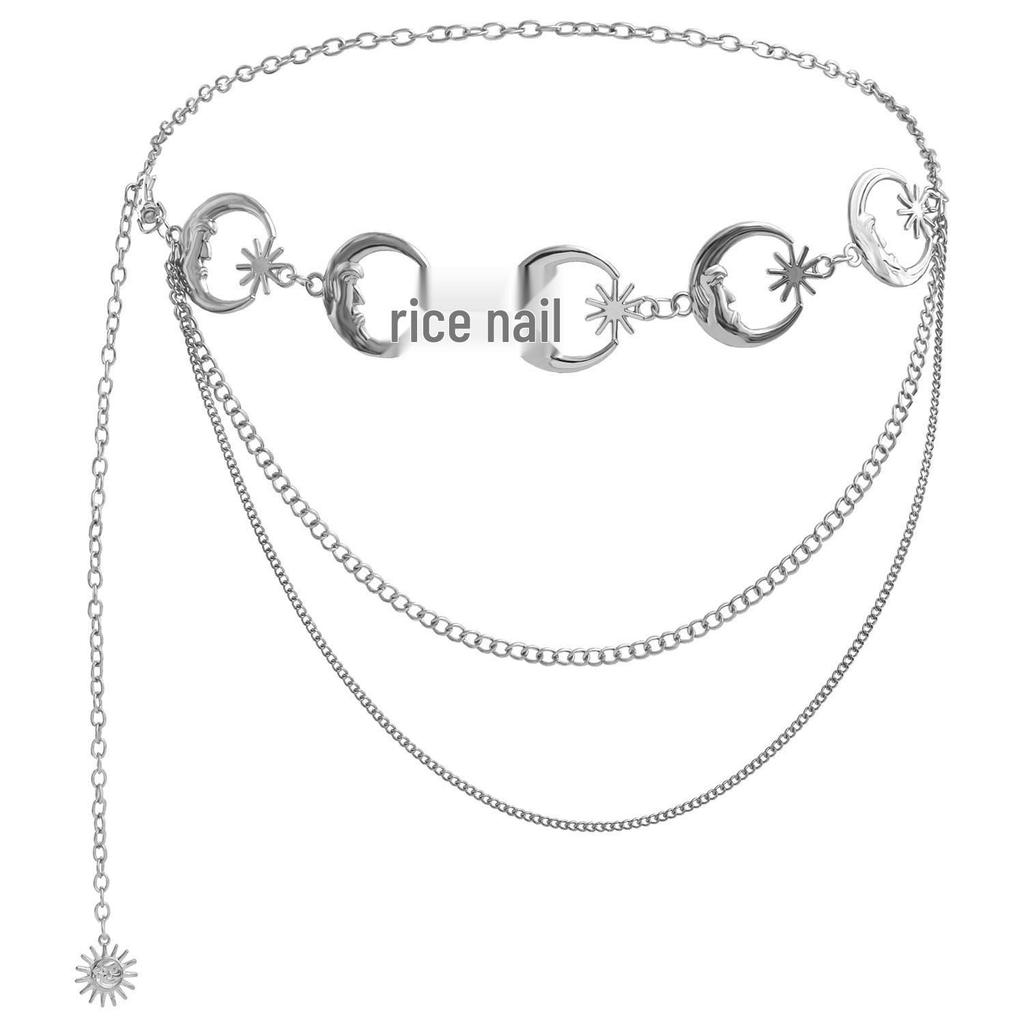 Atmospheric Metal Pendant Waist Chain - Women's Trendy Fashion Body Belt Accessory.