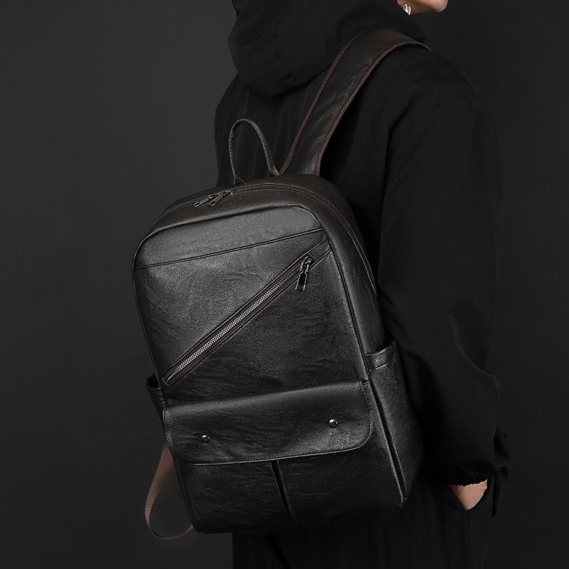 Rucsac PU pentru bărbați, multifuncțional, pentru afaceri, călătorii, capacitate mare, ghiozdan școlar pentru studenți