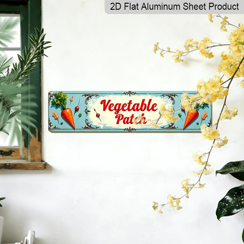 2D Flat 1pc, [Vintage Metal Sign] Rustic Metal "VEGETABLE PATCH" Sign | Vintage Garden Design Wall Art for Home, Kitchen, or Garage Decor (15.74 X