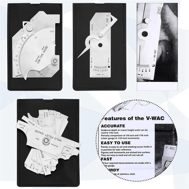 ABUL-7 Piece Gauge Kit Fillet Weld Gauge Gage Set Single Weld Gauge Stainless Steel Bridge Cam Gauge Kit