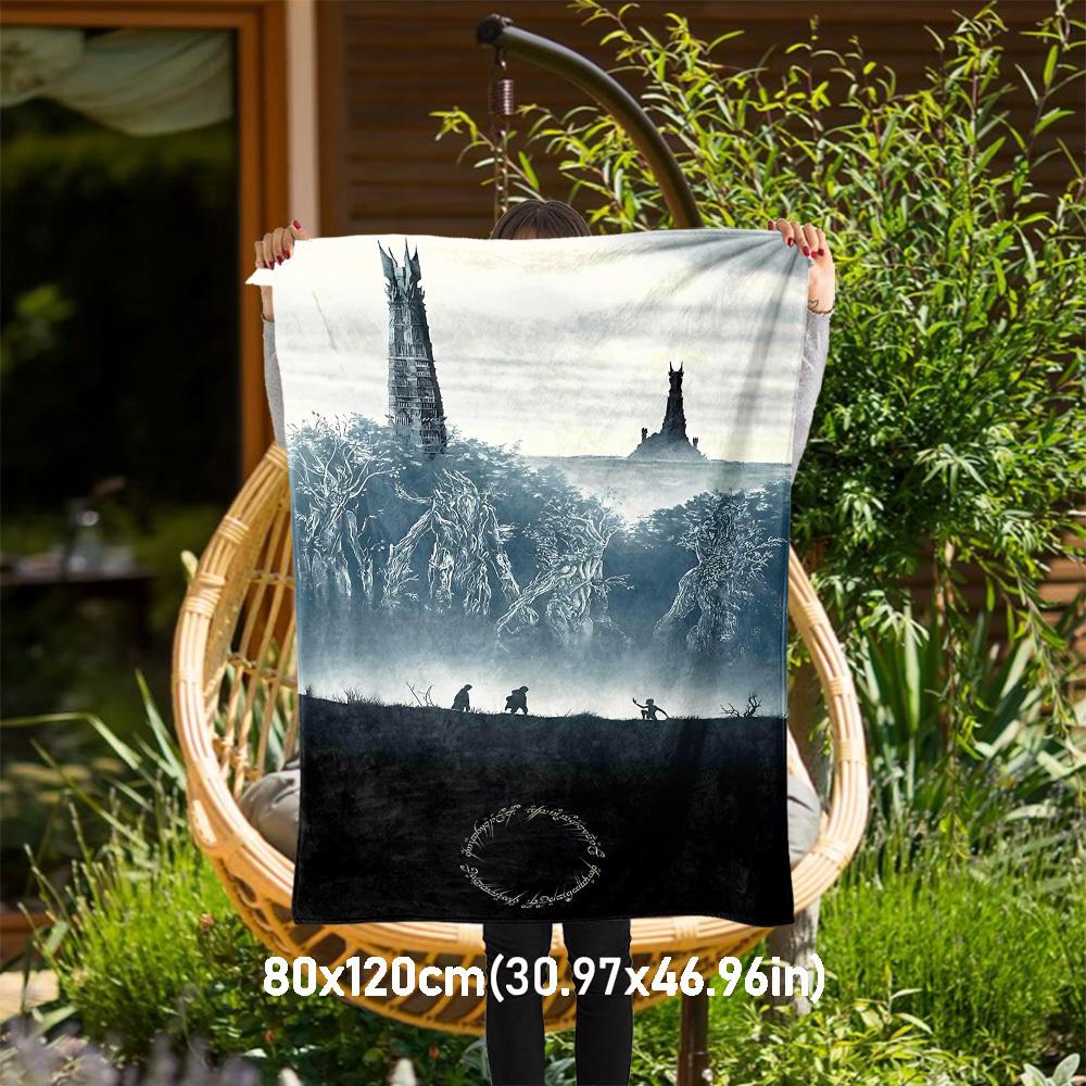 

1pc tower forest - Throw Blanket, Soft, Flannel Blankets, Living Room, All Seasons Use-1021204 80x120cm